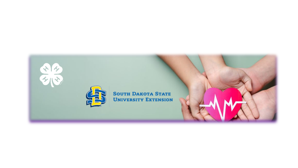 Hands Holding a heart beatting and Logos for SDSU Extension y 4-H
